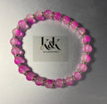 Pink Agate Bracelet with Silver Spacers - Natural Gemstone Jewellery