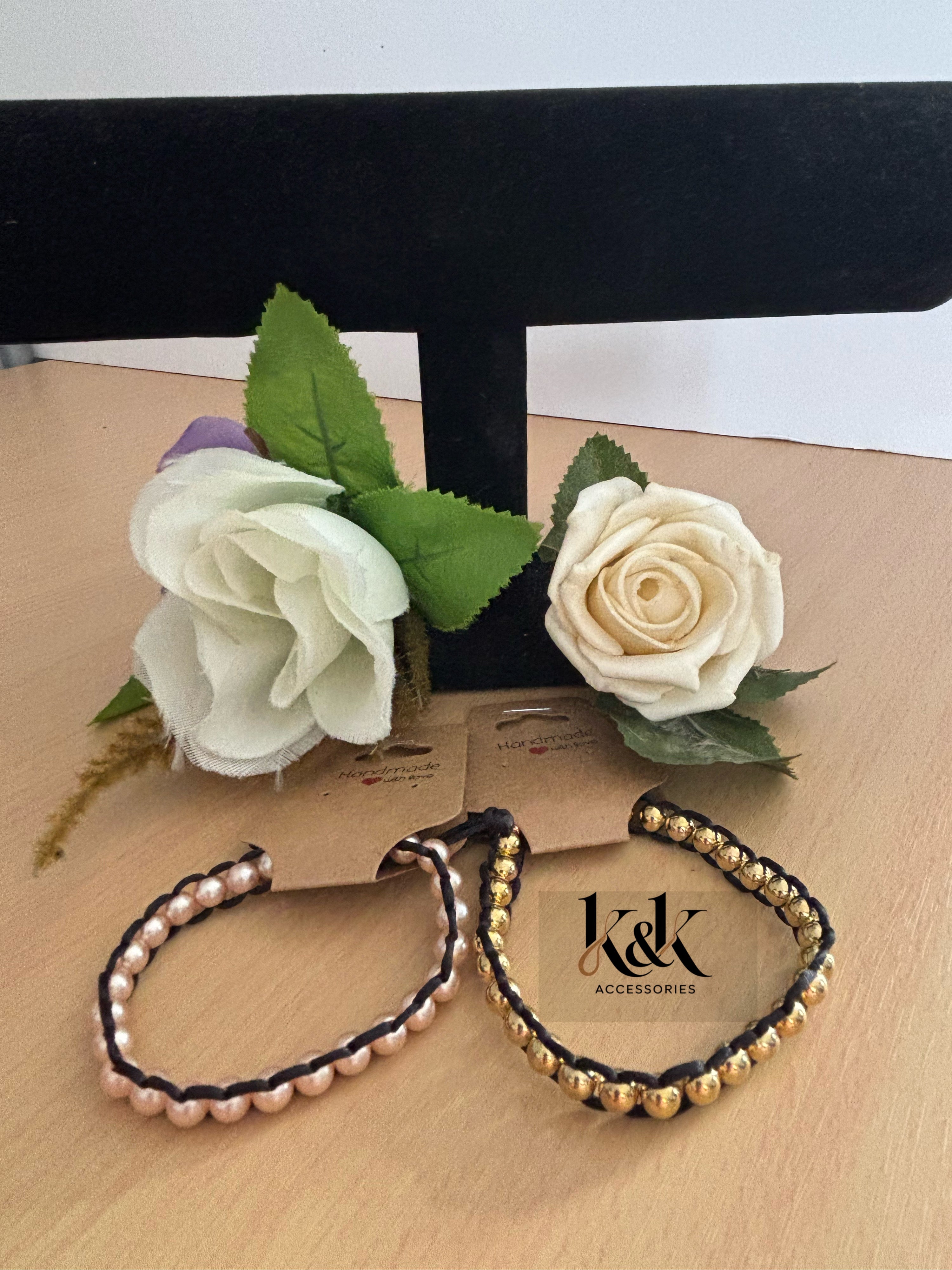 Pearl & Gold Bead Macramé Bracelet