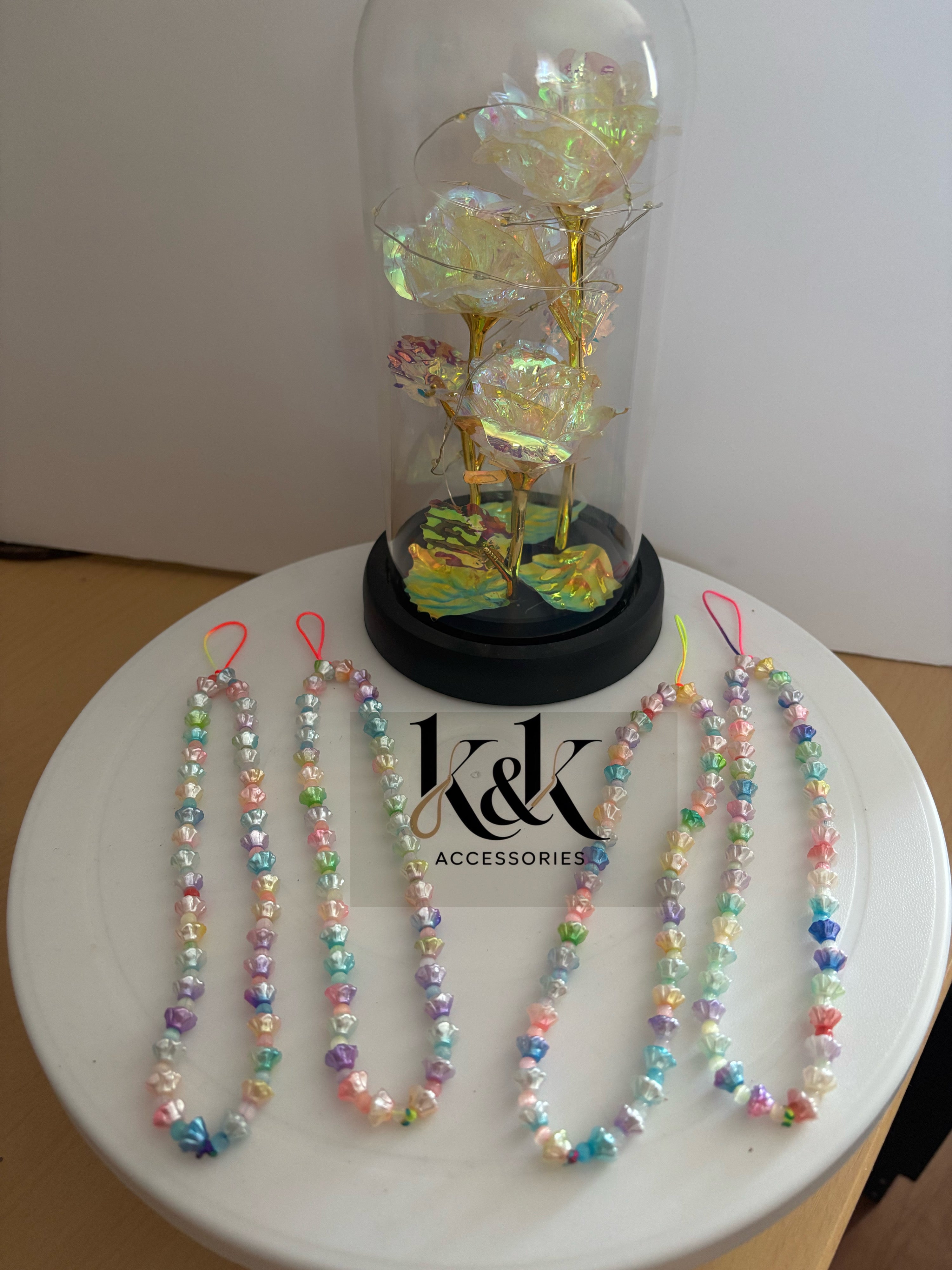 Pastel Rose Bead Phone Charm