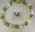 Green and white pearl bracelet