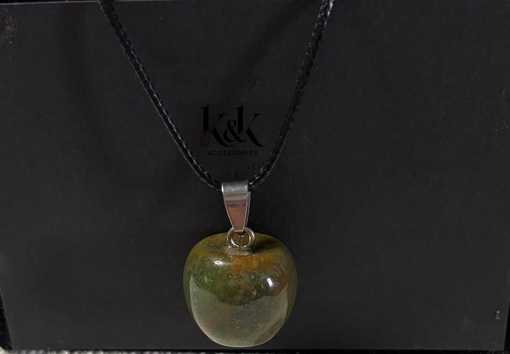 Green Jade Rounded Square Pendant Necklace