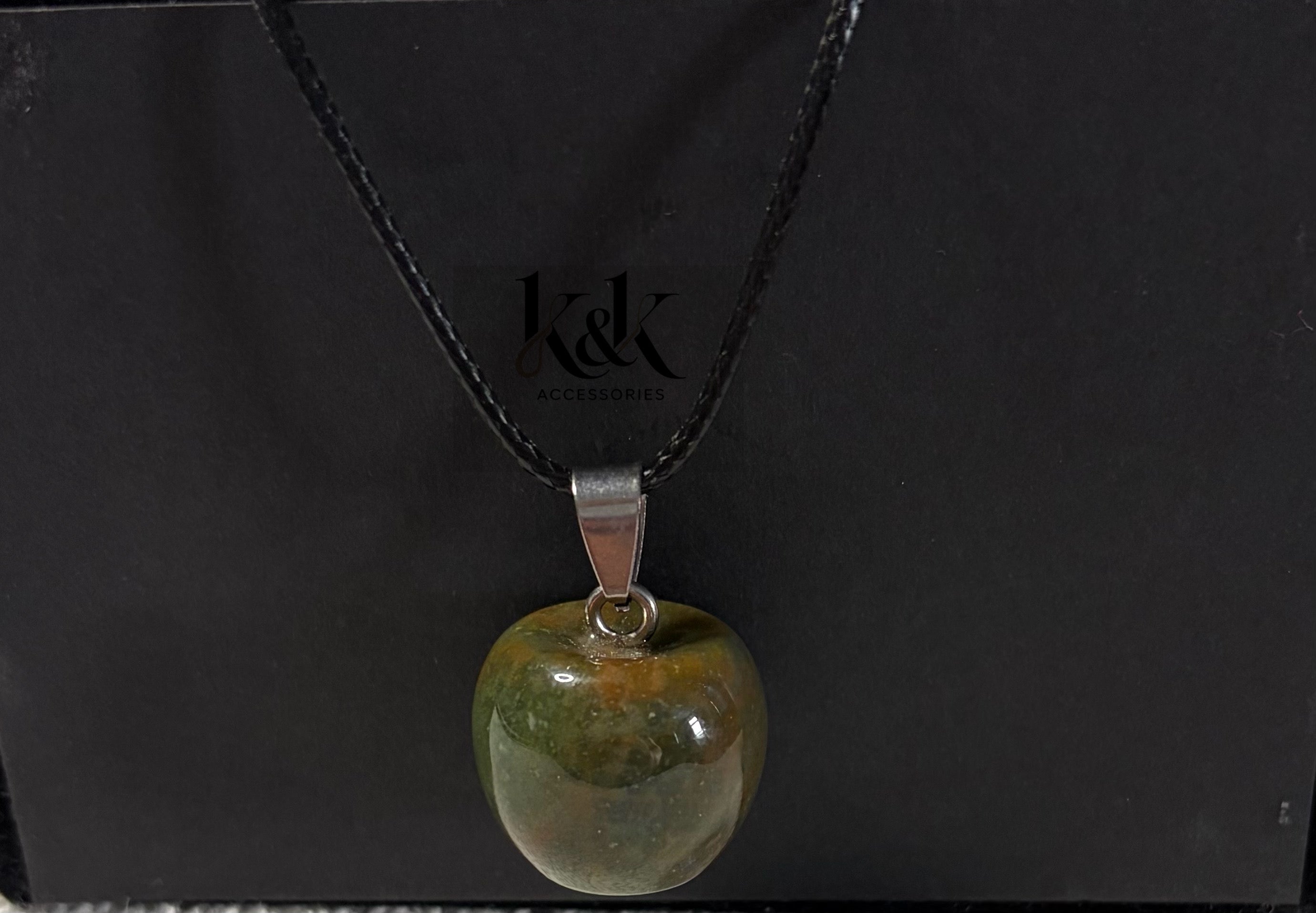 Green Jade Rounded Square Pendant Necklace