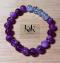 Purple Agate & Clear Crackle Crystal Bracelet