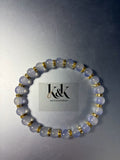 Blue Lace Agate Bracelet with Gold Spacers - Natural Gemstone Jewellery
