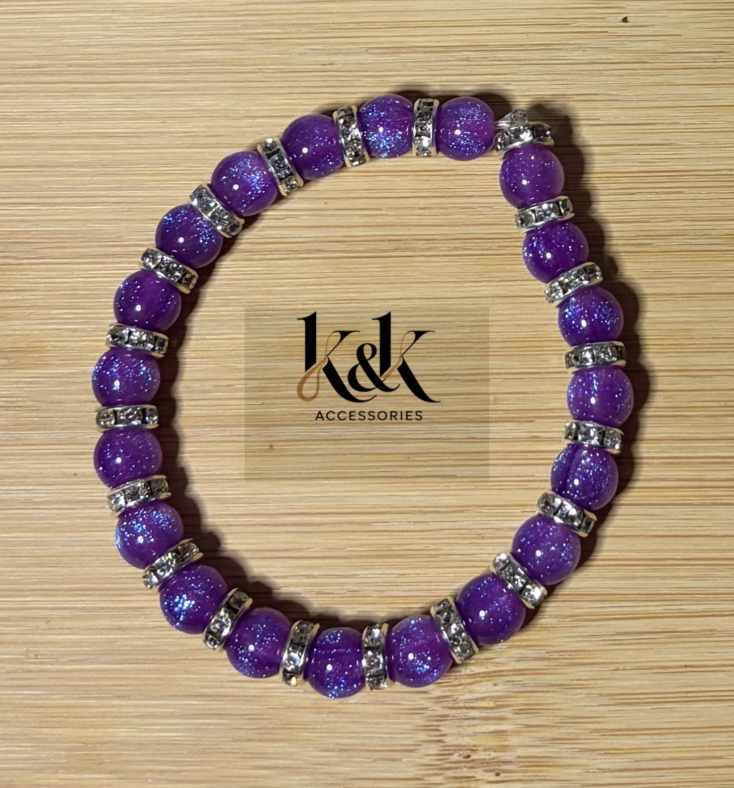 Purple Sparkle Beaded Bracelet