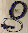 Black & Purple Bracelet with Blue Rhinestone Spacers