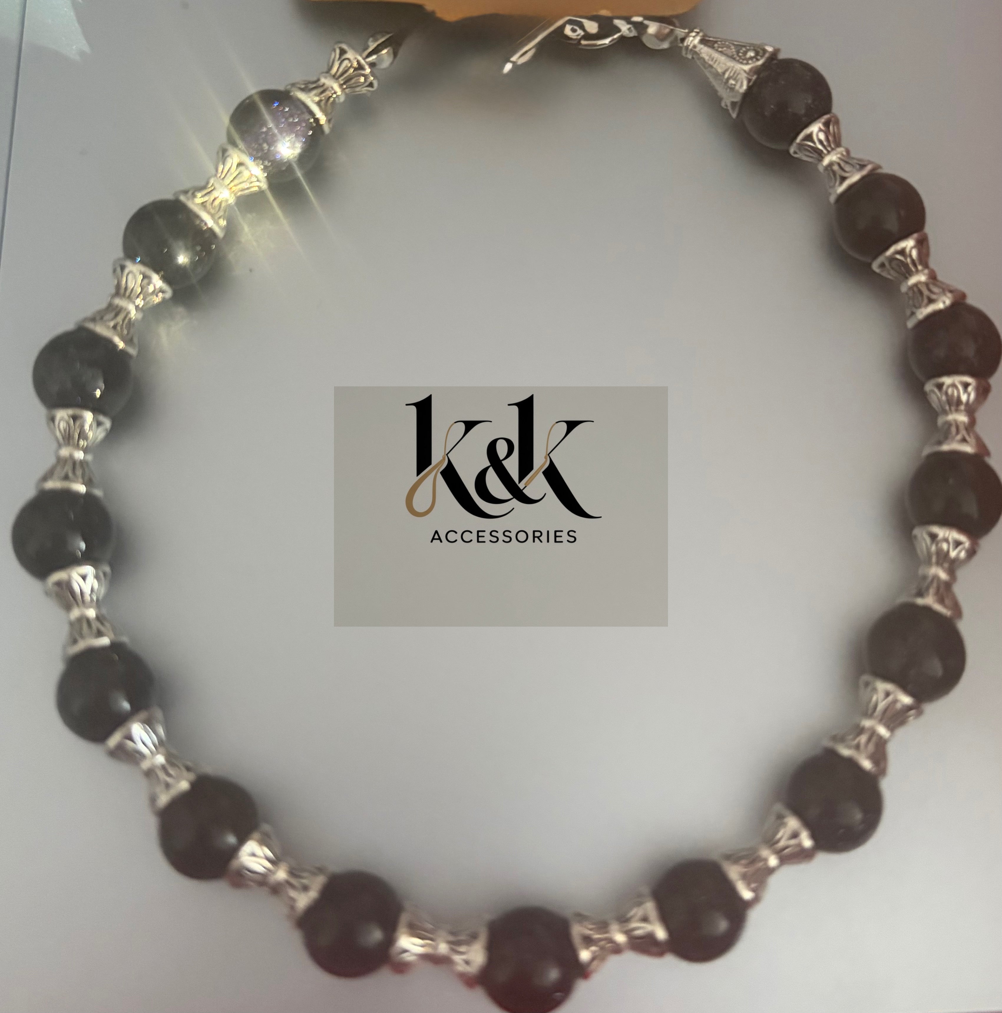 Black obsidian beaded bracelet