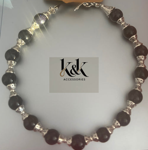 Black obsidian beaded bracelet