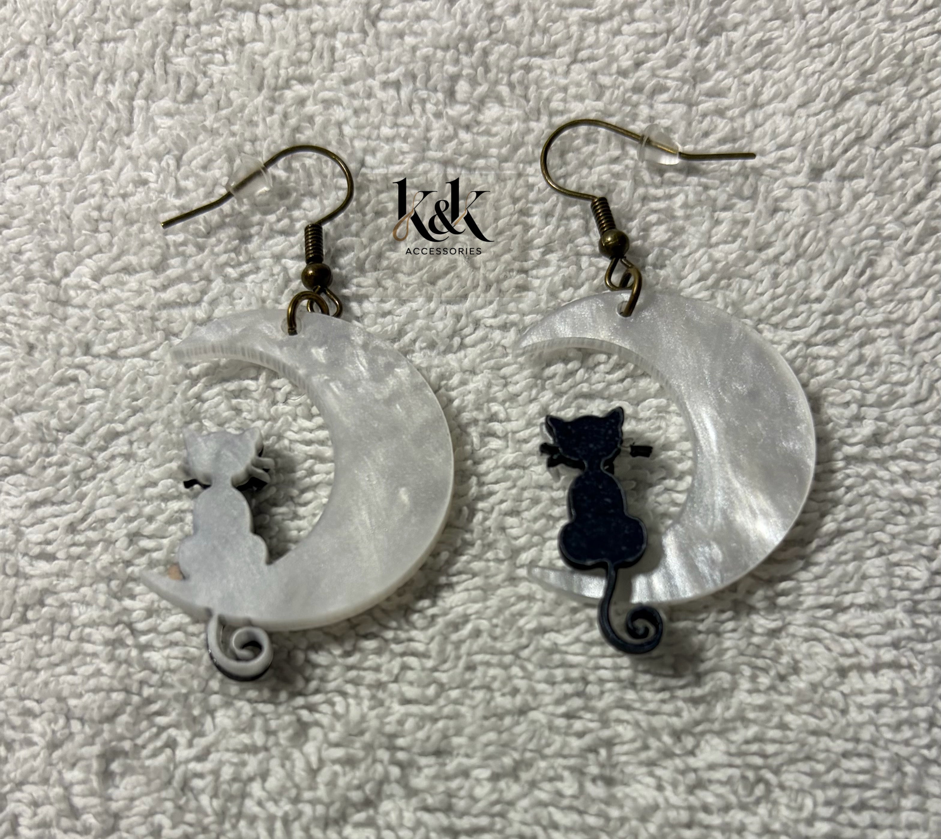 Cat and moon earrings