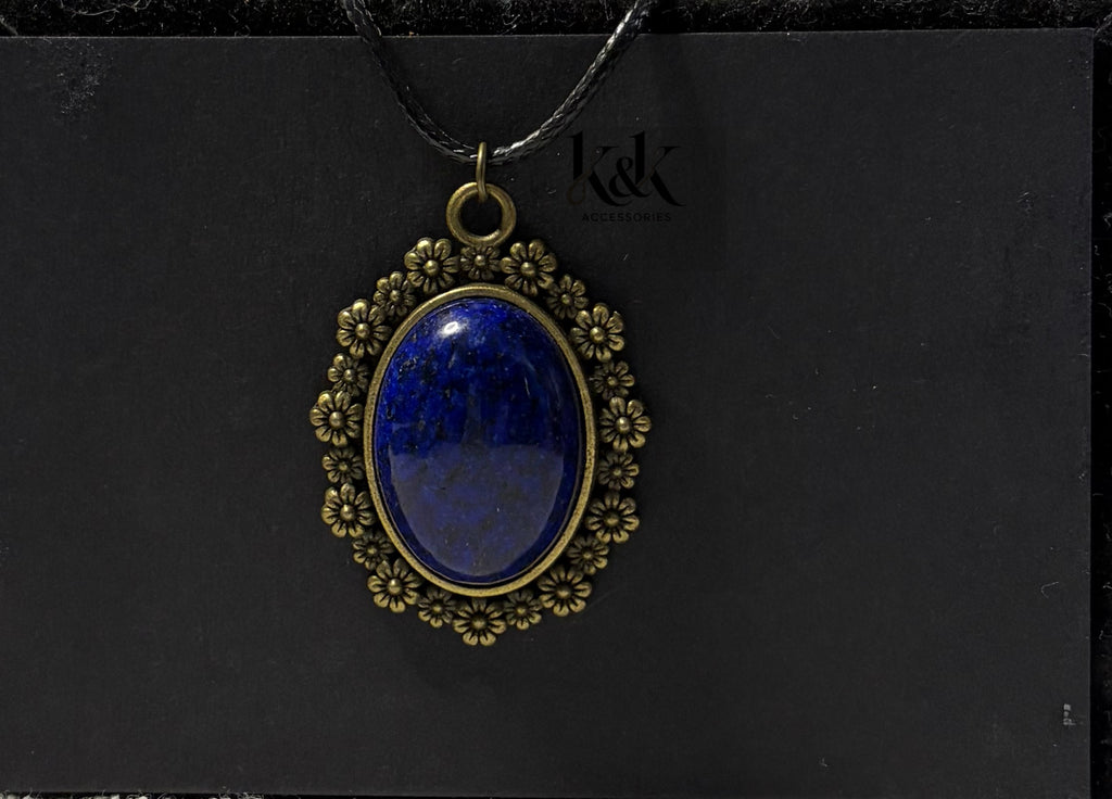 Gemstone Vintage Floral Frame Necklace