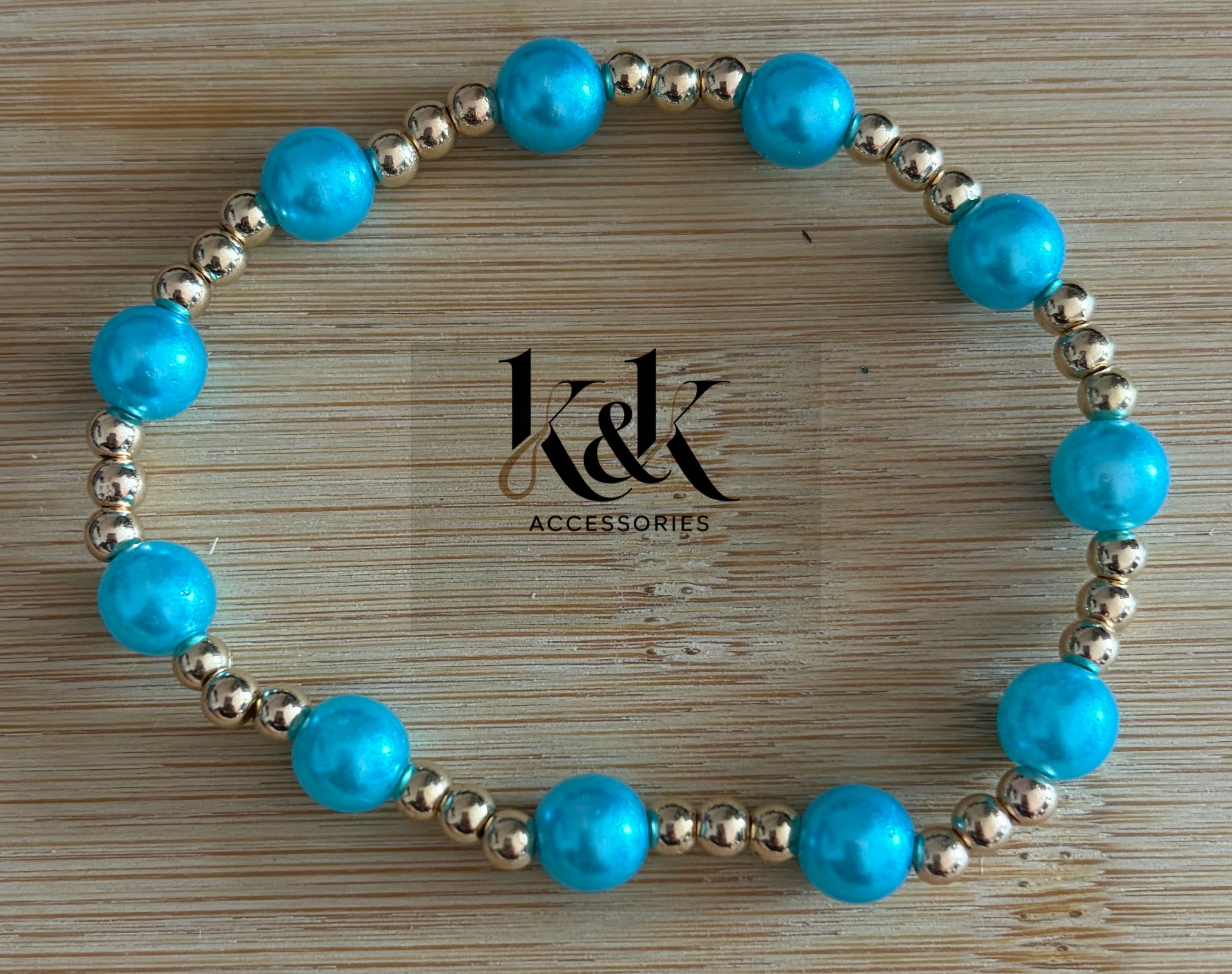 Turquoise & Gold Bead Bracelet