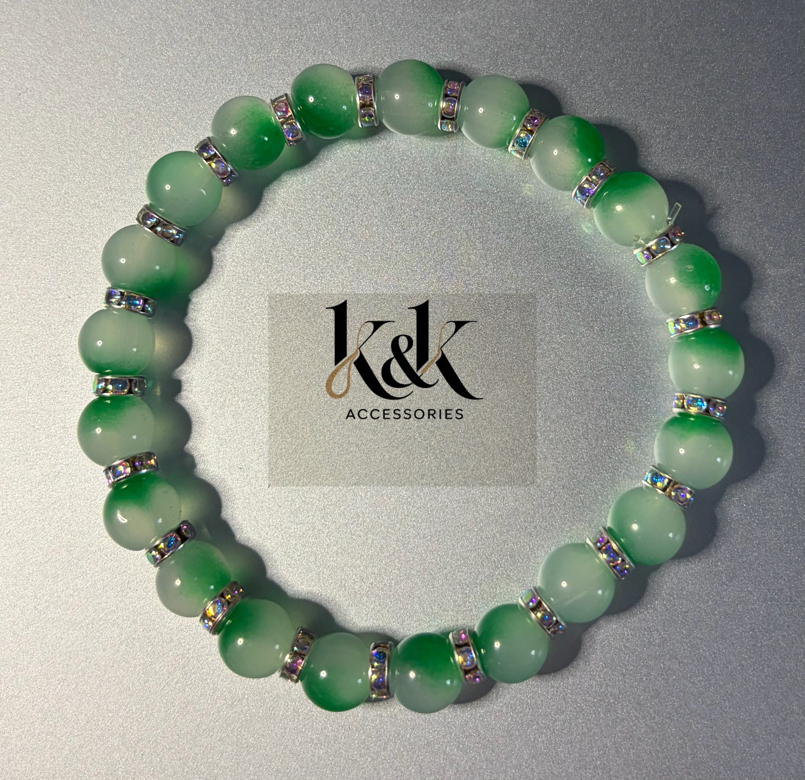Gemstone Bracelet with Crystal Spacers