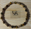 Tiger's Eye & Gold Spacer Bracelet