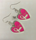Heart Pink Ribbon Breast Cancer Awareness Earrings