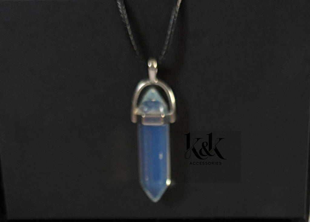 Opalescent Crystal Pendant Necklace on Black Cord