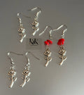 Silver Rose Earrings - Romantic Dangle Earrings with Optional Coral Beads