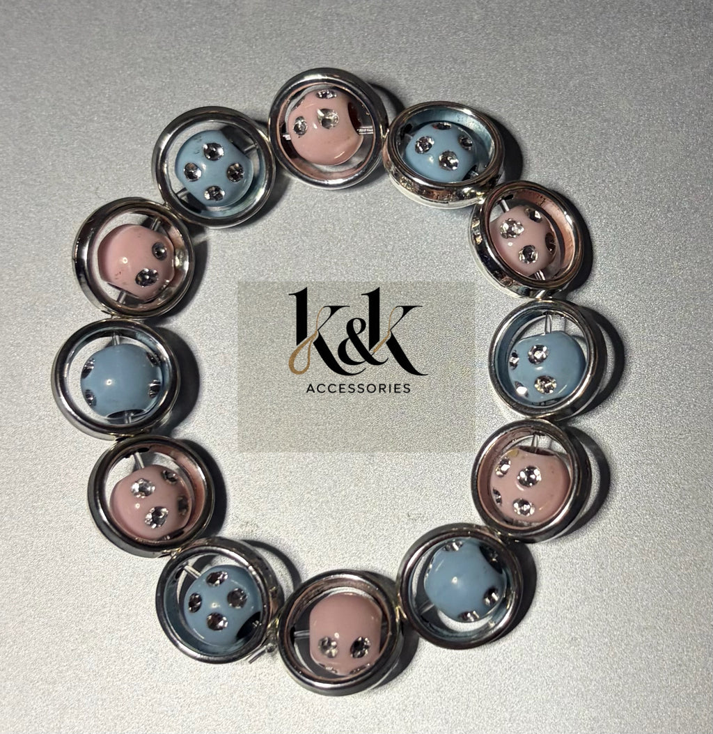 Framed Crystal Bracelet - Pink & Blue