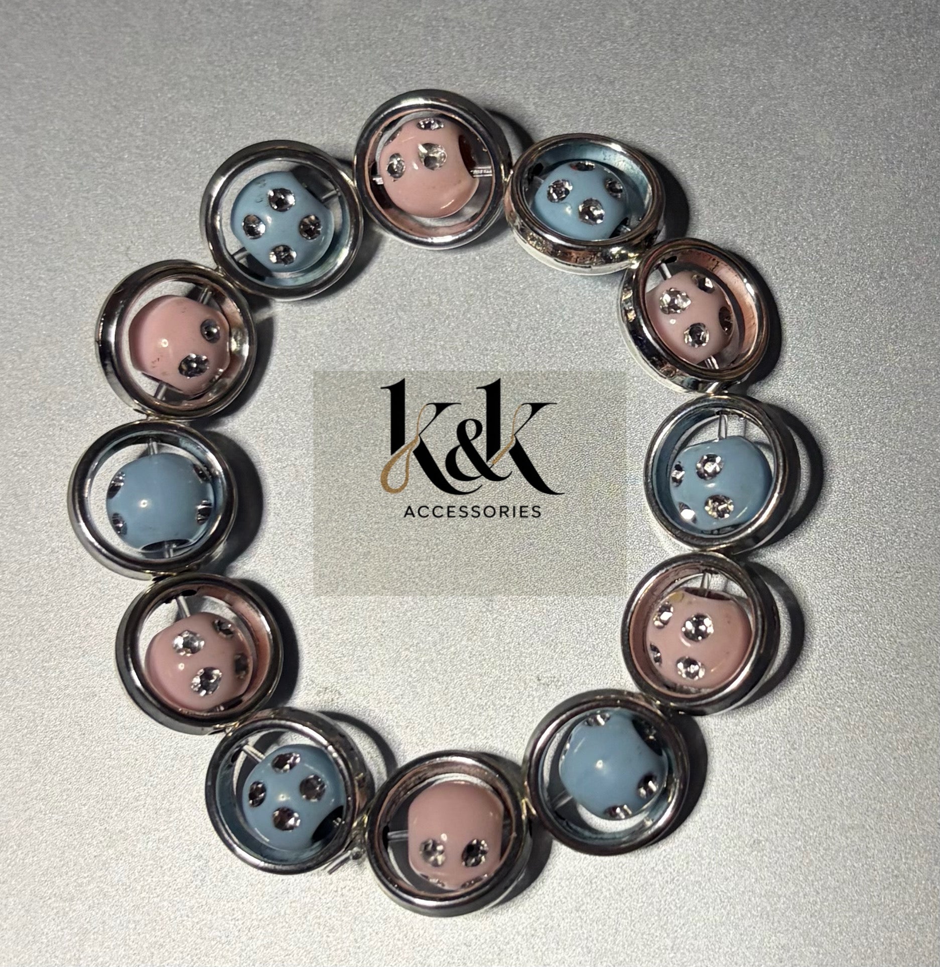 Framed Crystal Bracelet - Pink & Blue