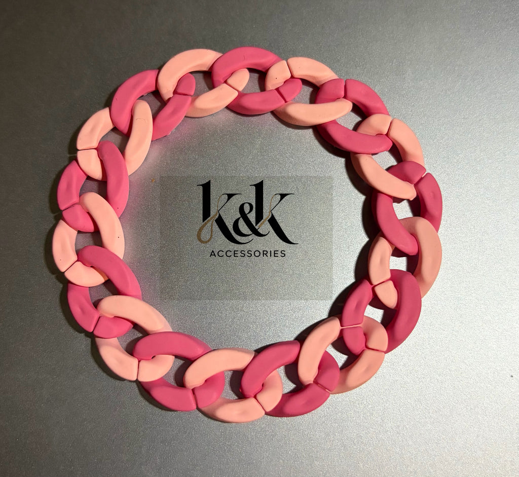 Pink Rhinestone Chain Link Bracelet - Adjustable Sparkle Jewellery