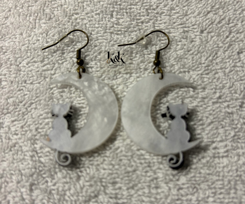Cat and moon earrings