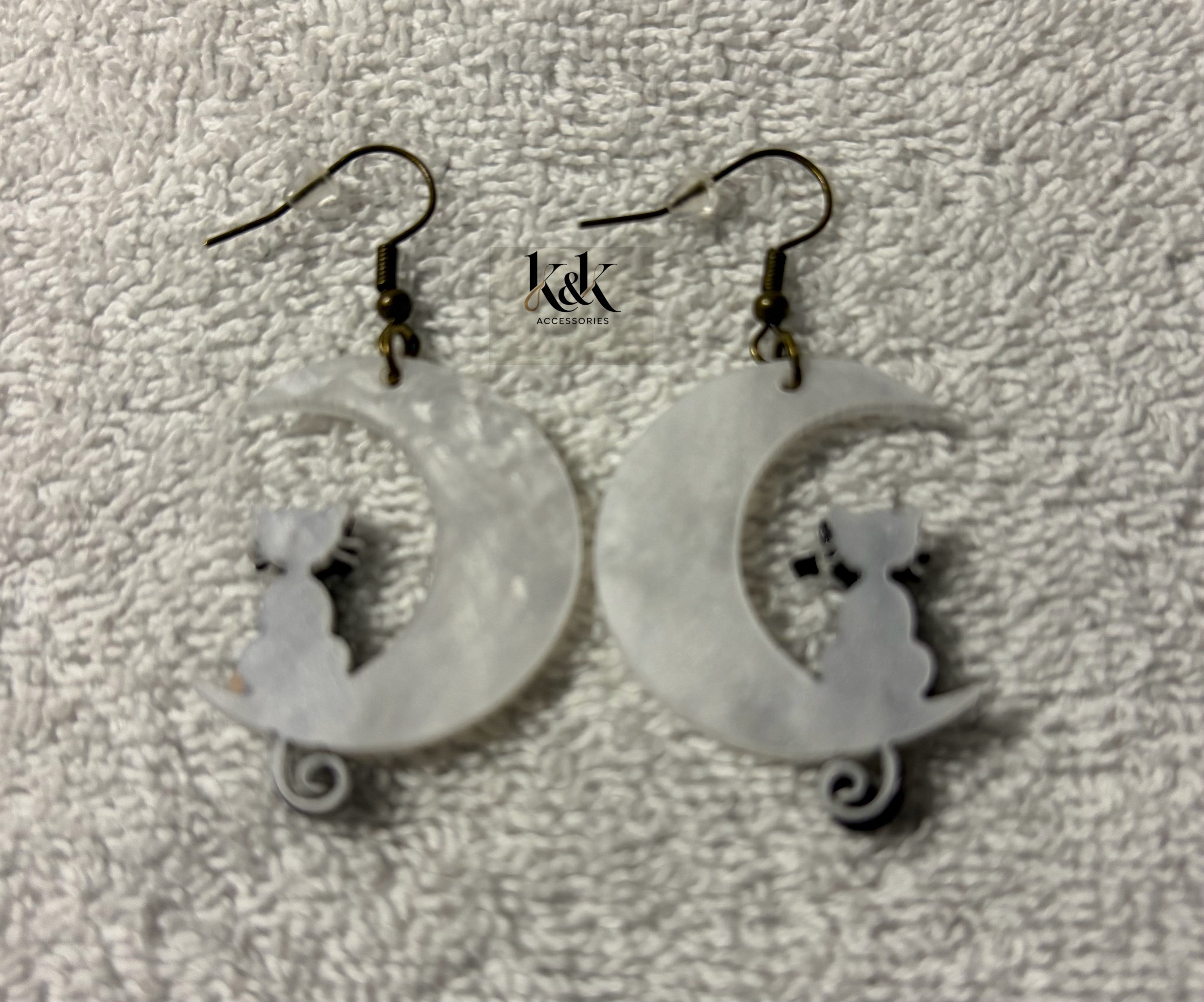 Cat and moon earrings