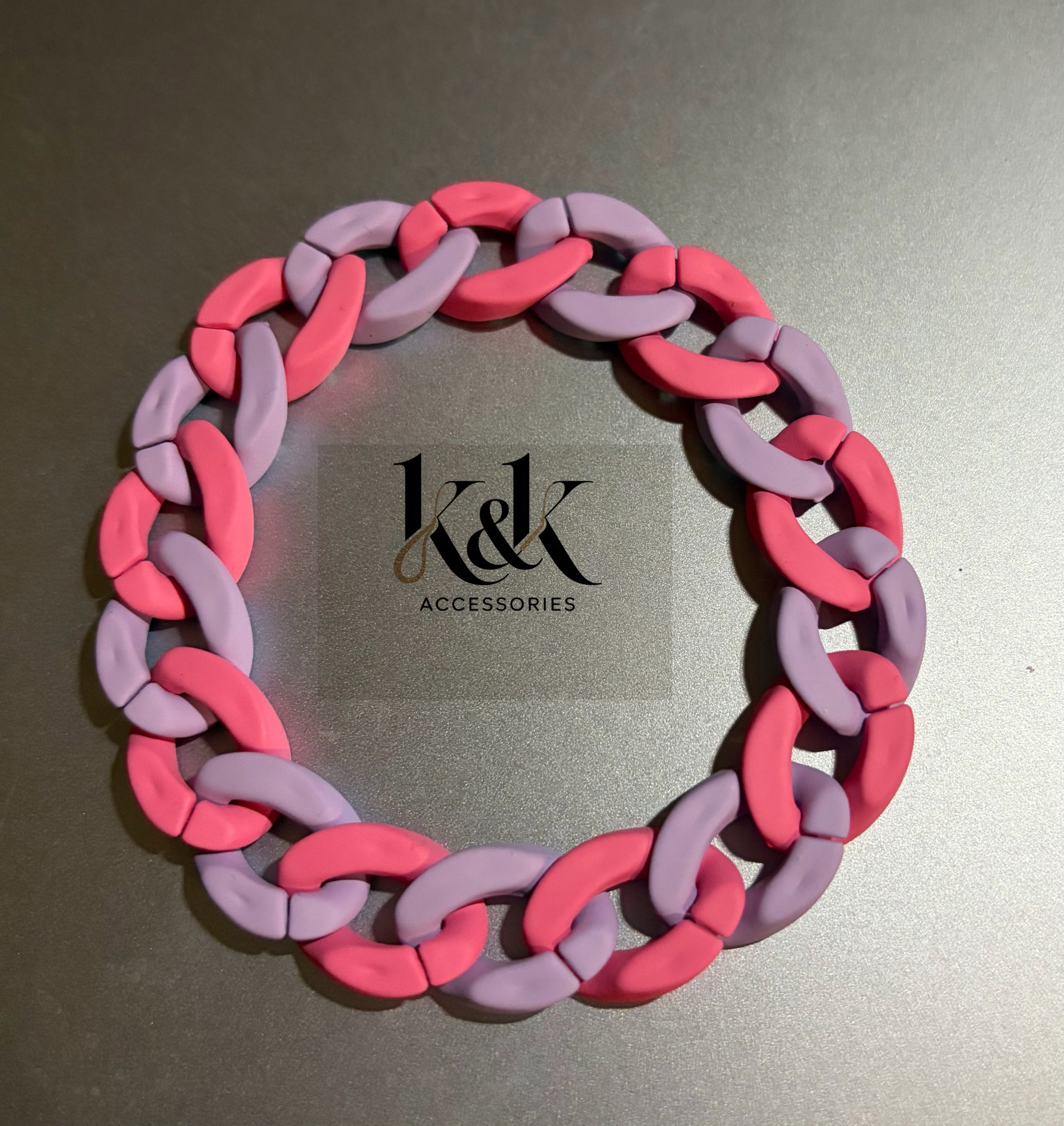 Pink & Purple Rhinestone Chain Link Bracelet - Adjustable Sparkle Jewellery
