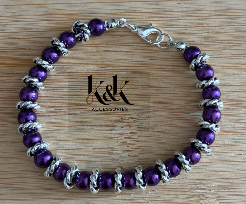 Pearl Bracelet with Twisted Silver Spacers