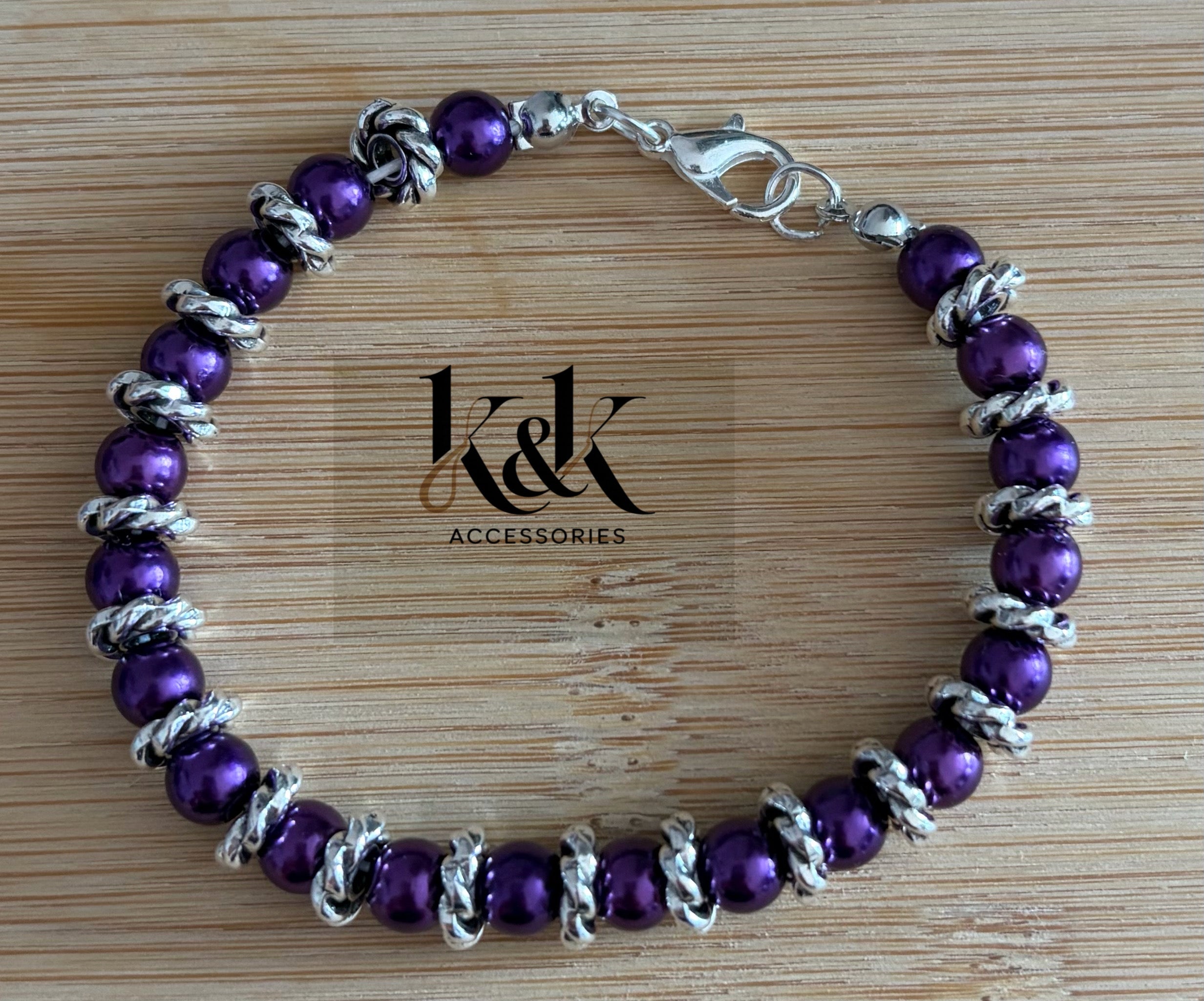 Pearl Bracelet with Twisted Silver Spacers