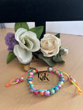 Multicolour Marble Beaded Neon Rainbow Bracelet