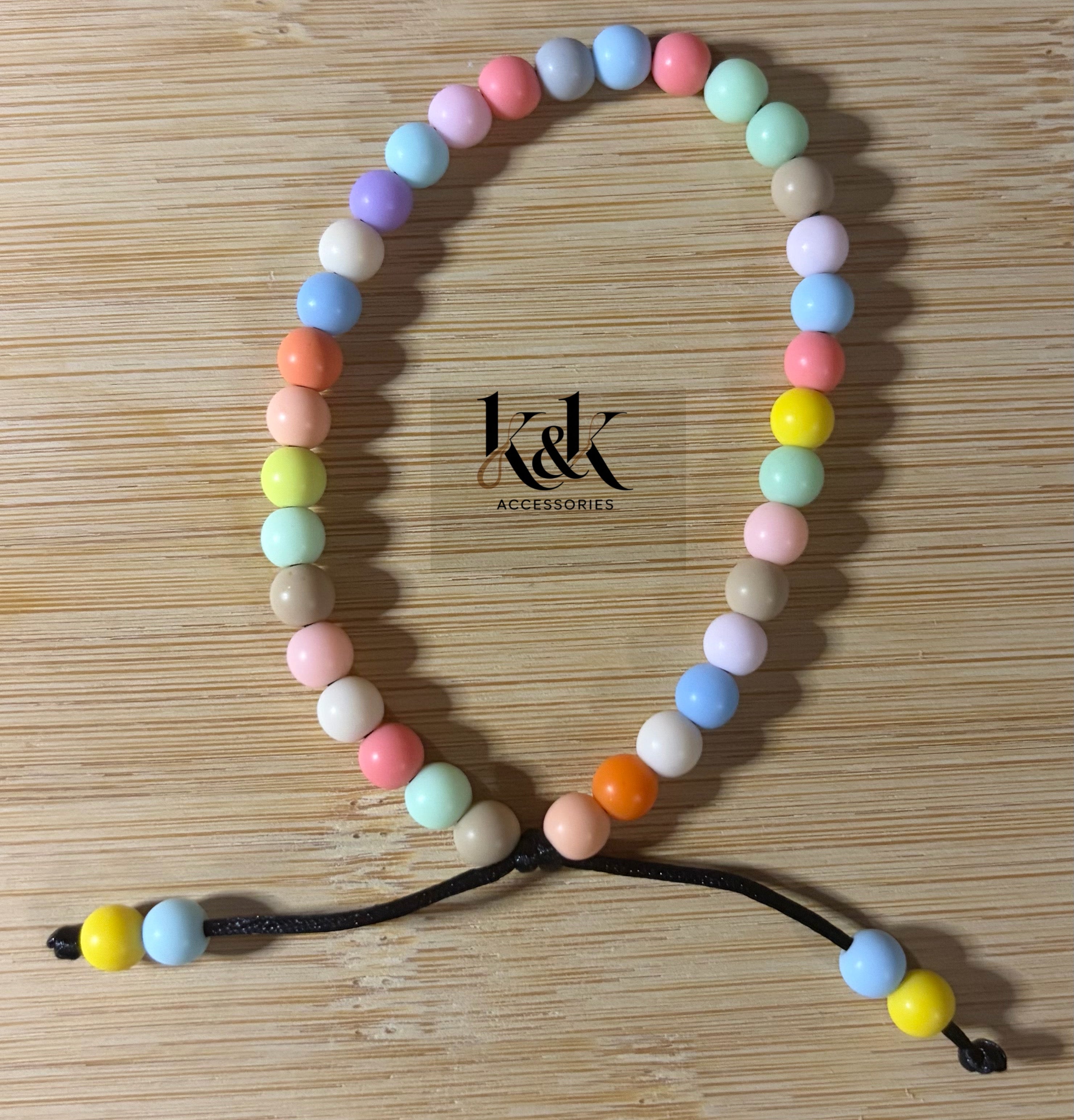 Pastel Rainbow Beaded Bracelet - Adjustable Friendship Bracelet