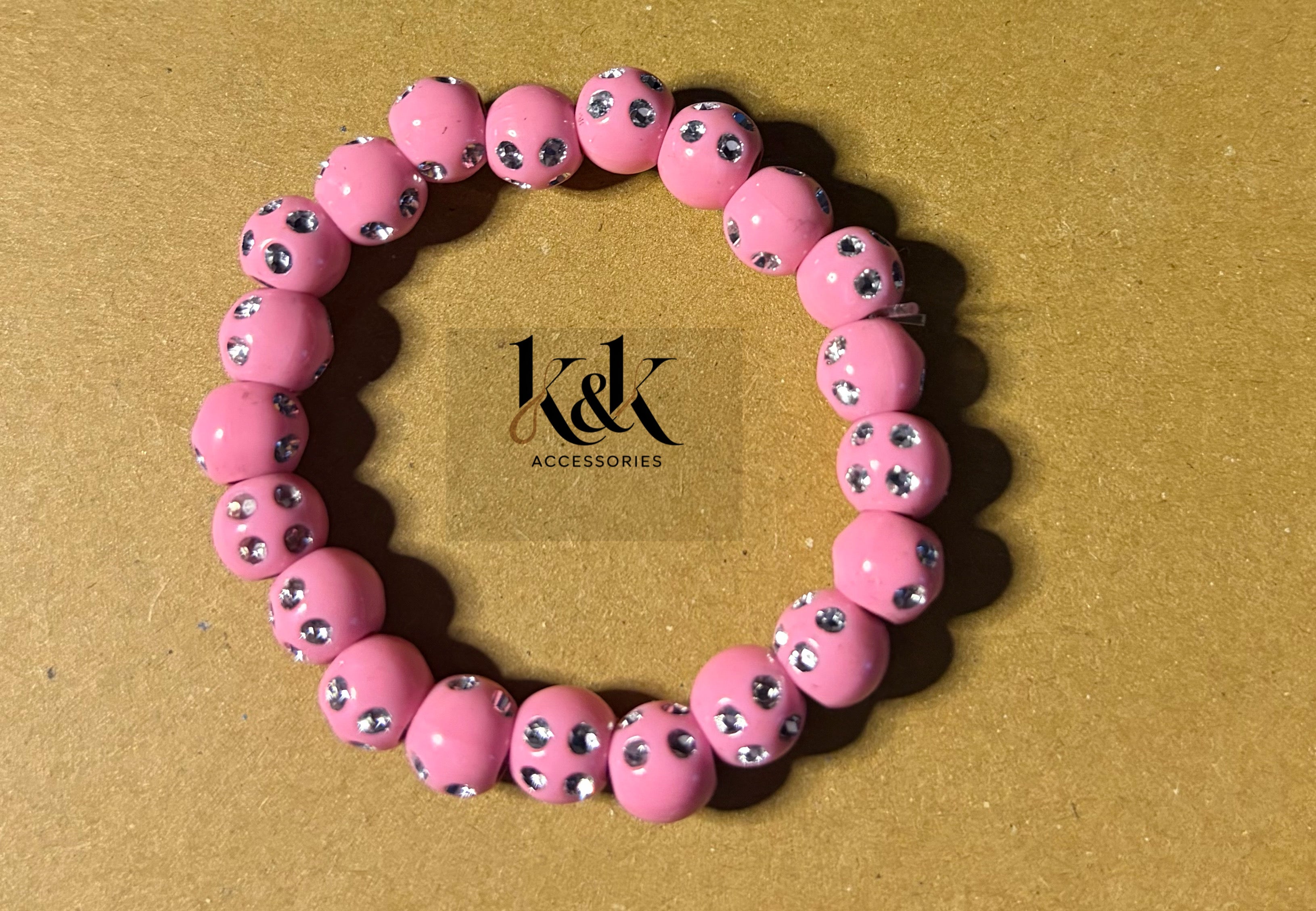 Pastel Crystal-Studded Beaded Bracelet