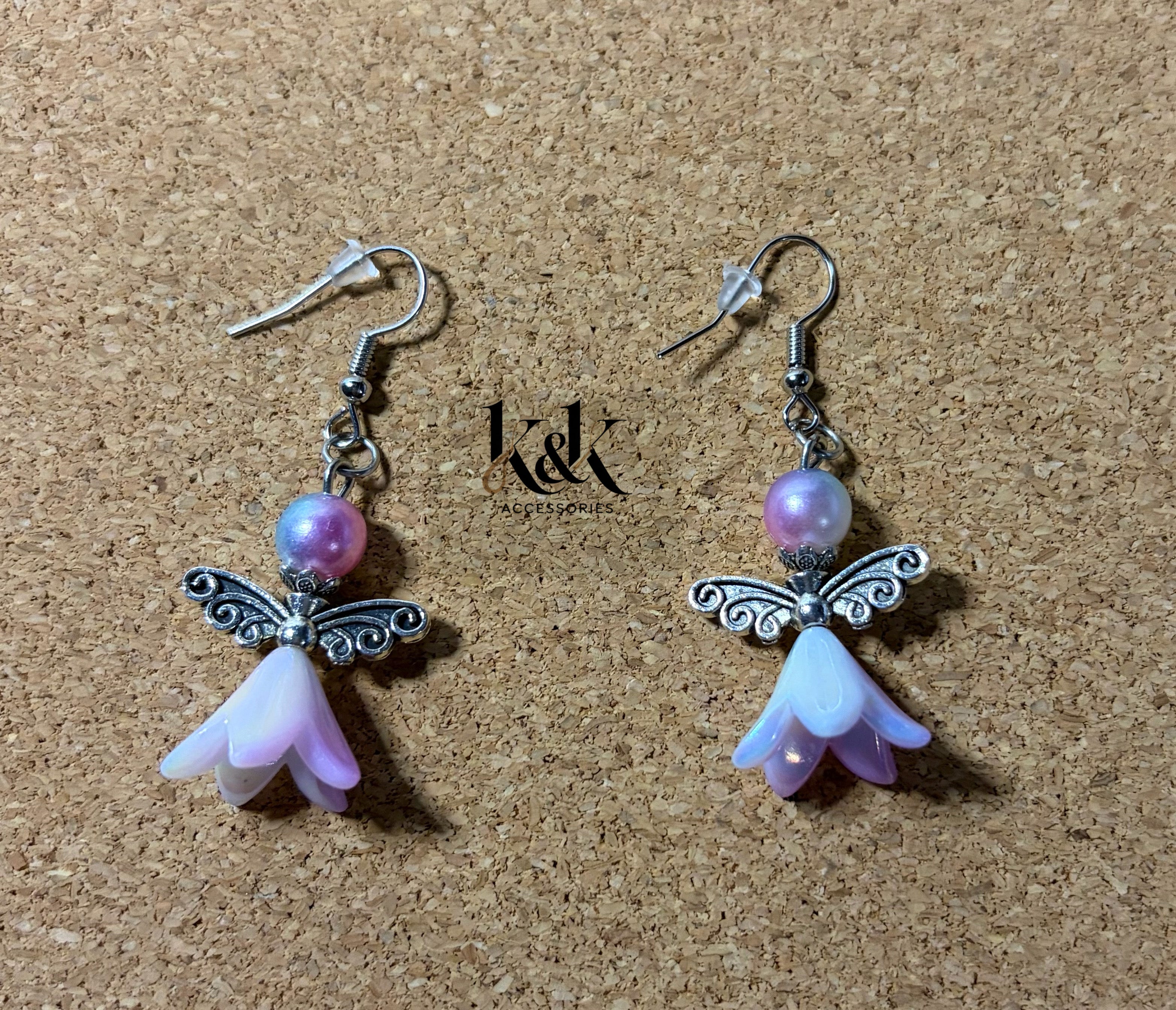 Angel flower drop earrings