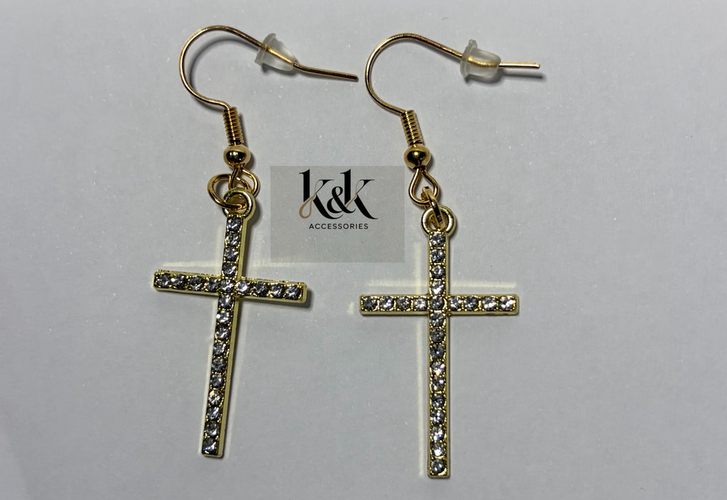 Crystal Cross Earrings