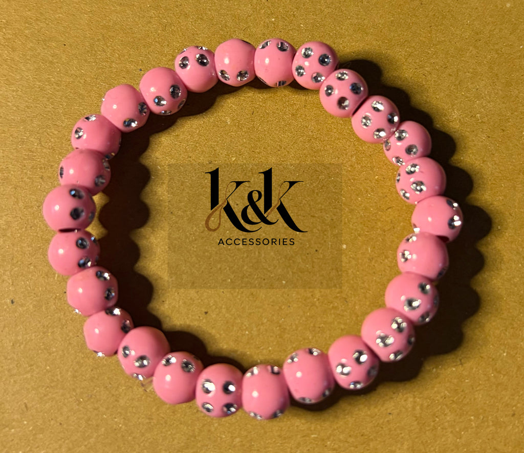 Pastel Crystal-Studded Beaded Bracelet