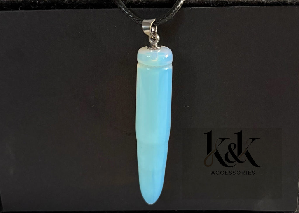 Larimar Crystal Pendant Necklace on Black Cord