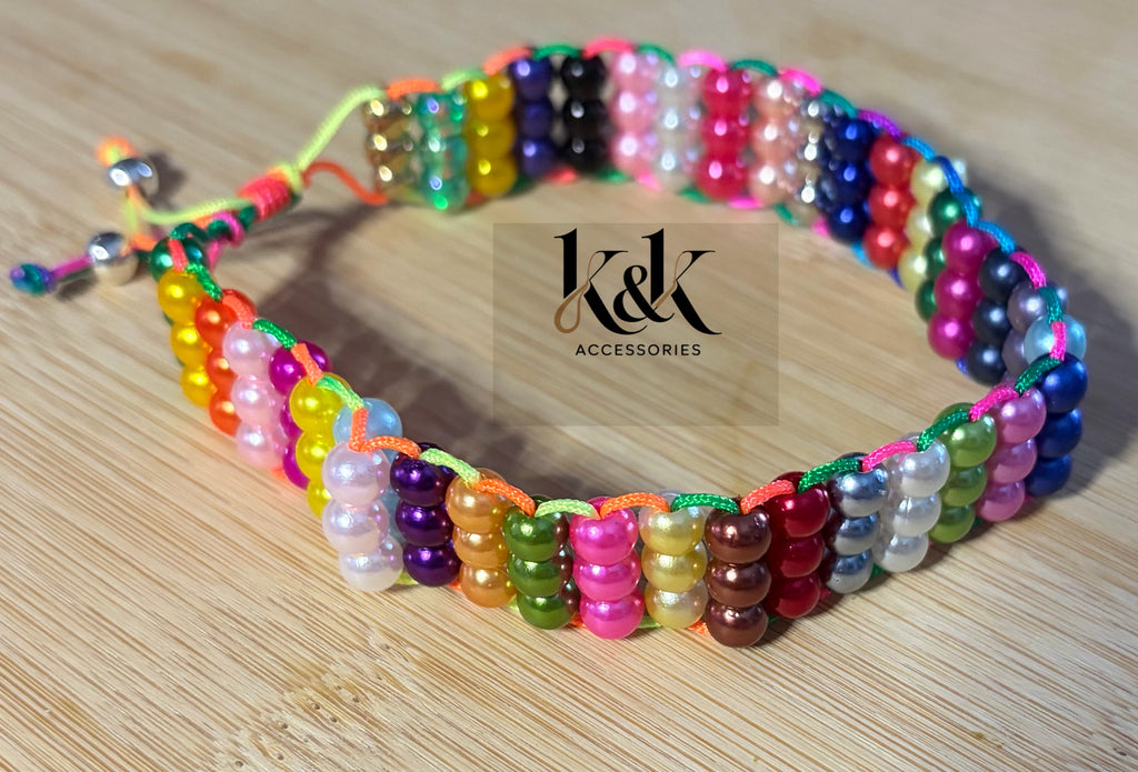 Multi-Colour Twisted Beaded Cluster Friendship Bracelet