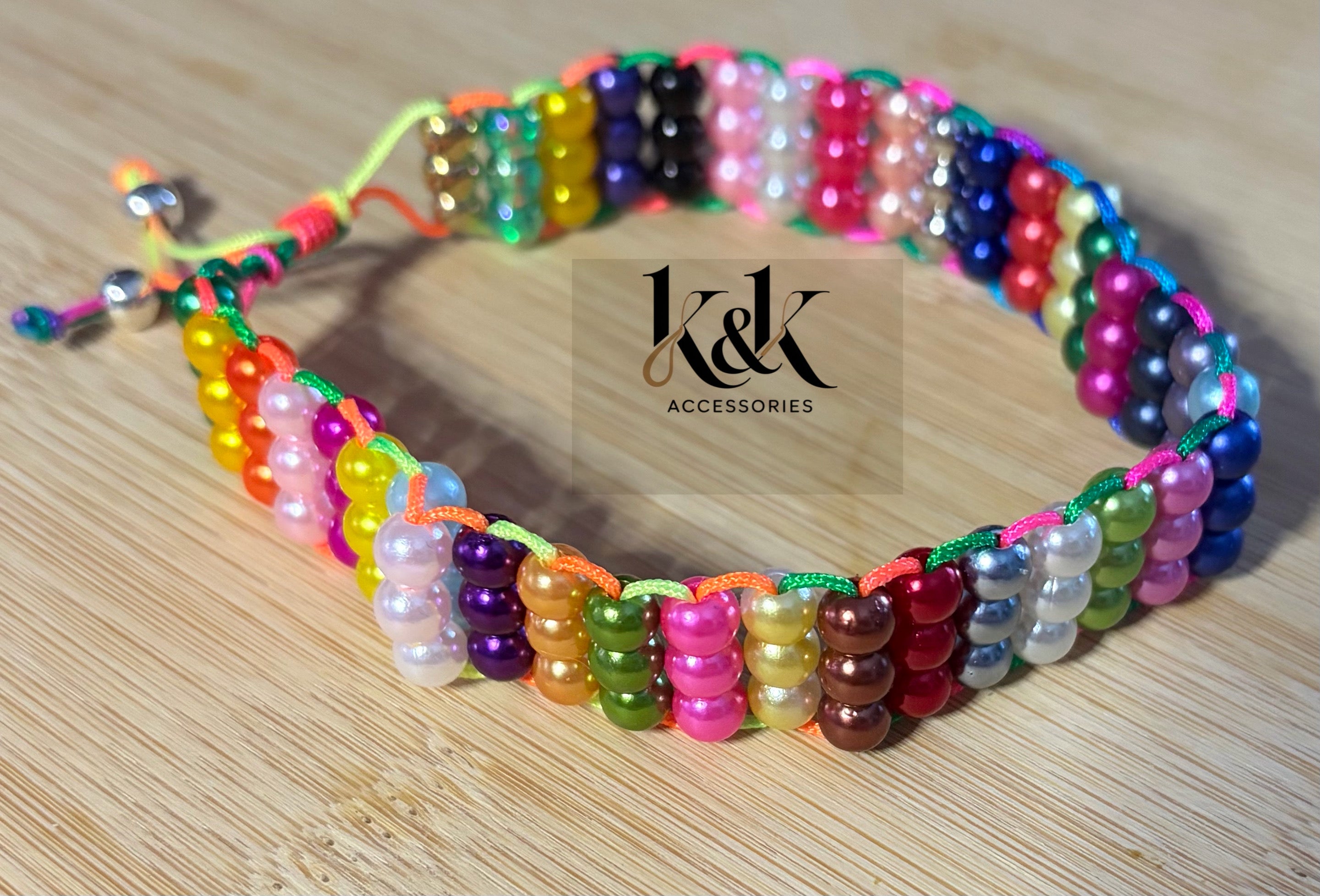 Multi-Colour Twisted Beaded Cluster Friendship Bracelet