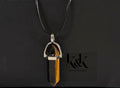 Tiger's Eye Crystal Pendant Necklace on Black Cord