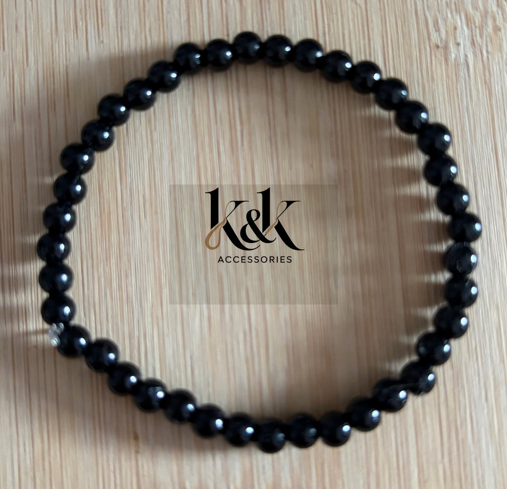 Faceted Black Bead Bracelet