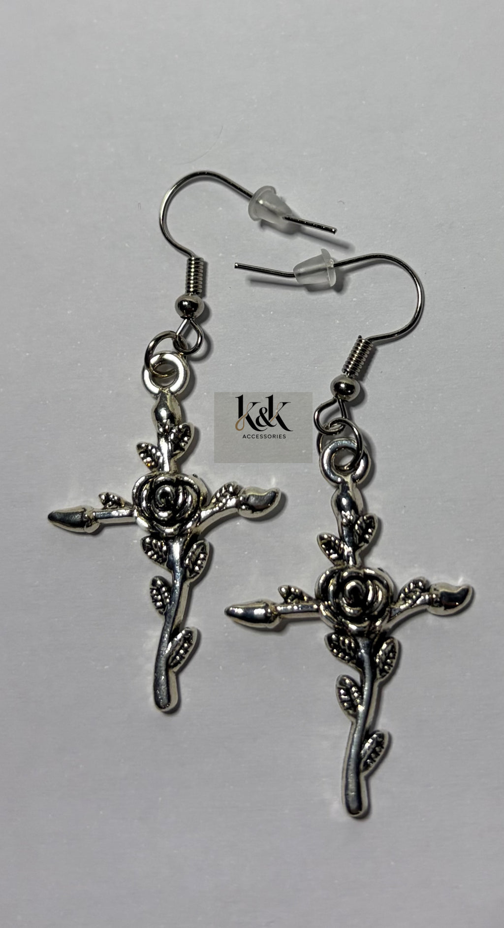 Rose Cross Earrings