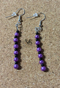 Purple and Black Beaded Drop Earrings