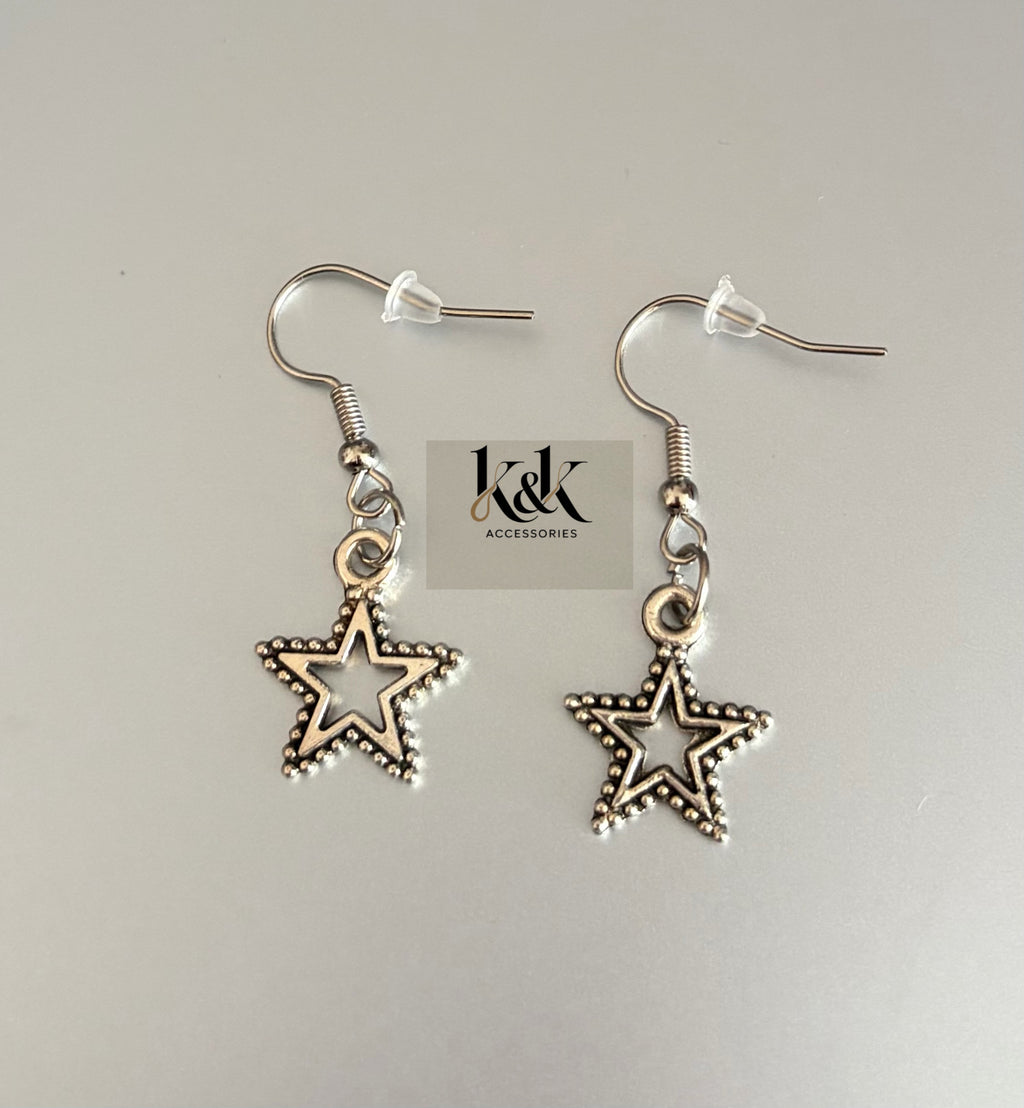 Star drop earrings with beaded detail