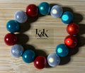 Red, Teal & Grey Large Bead Bracelet