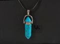 Turquoise Crystal Pendant Necklace on Black Cord