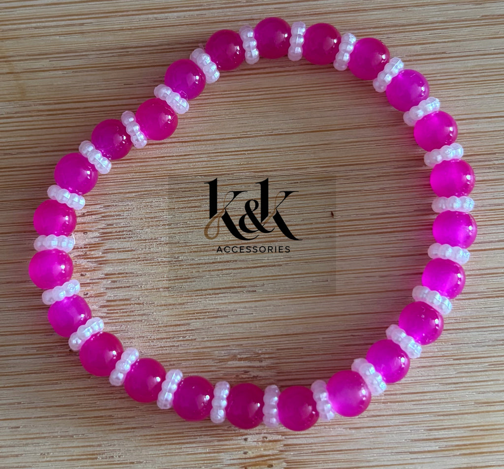 Faceted Bead Bracelet with Pearl Spacers