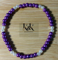 Purple & White Pearl Beaded Bracelet