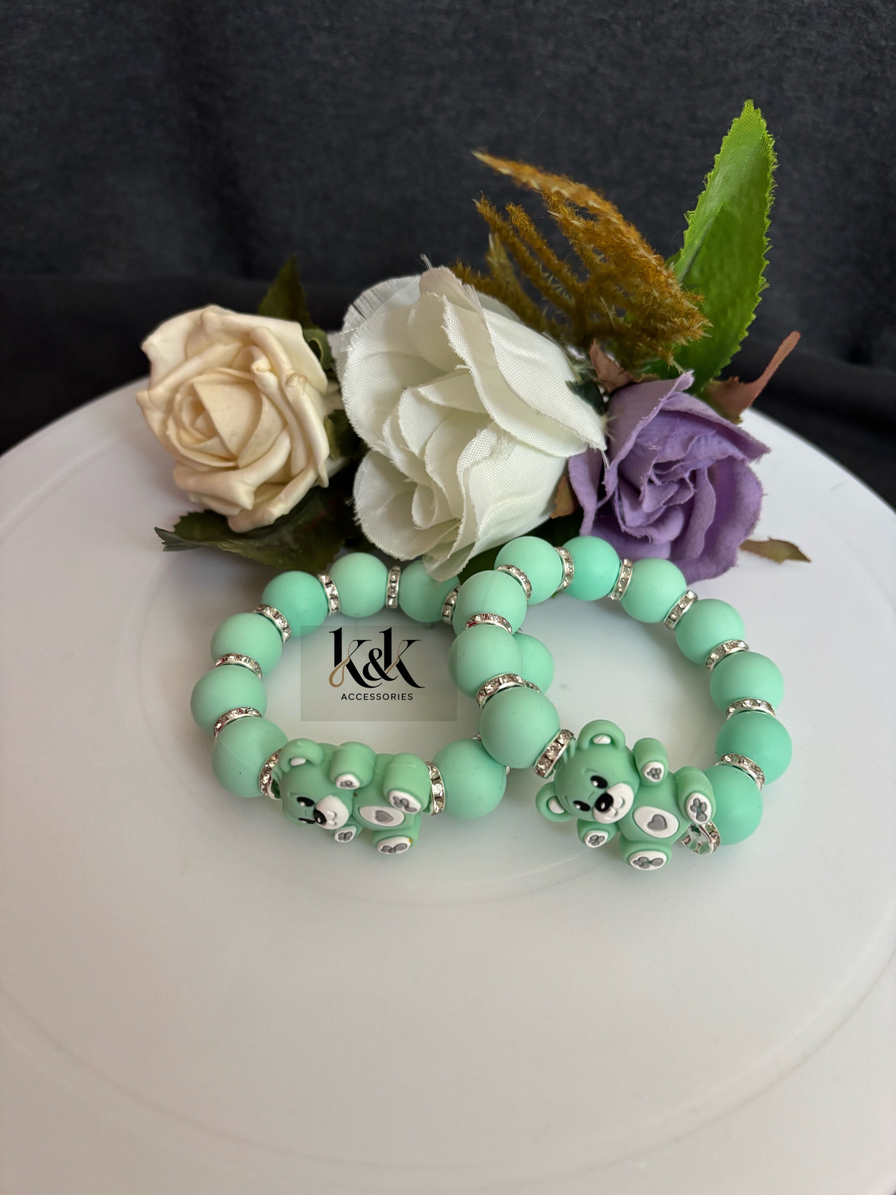 Bear Charm Bead Bracelet