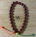 Burgundy Pearl & Gold Spacer Bracelet with Rainbow Cord - Adjustable