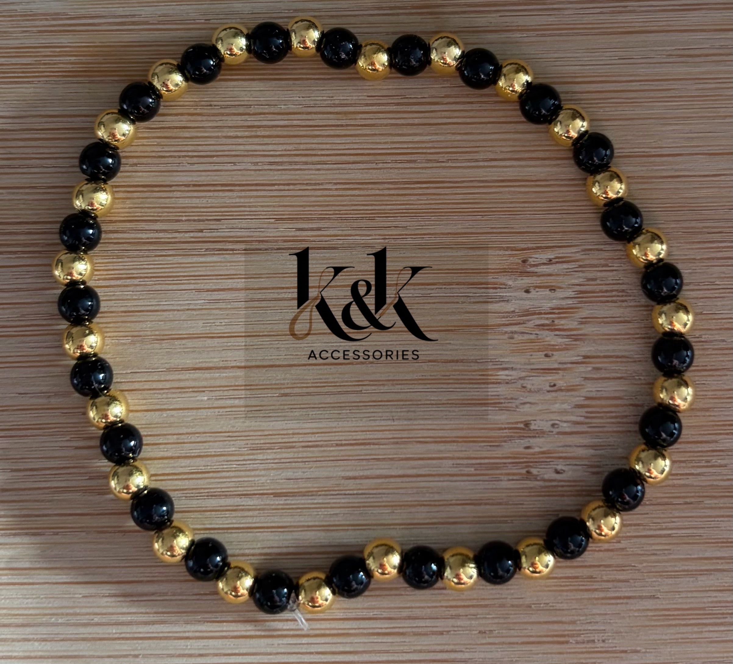 Black & Gold/Silver Alternating Bead Bracelet