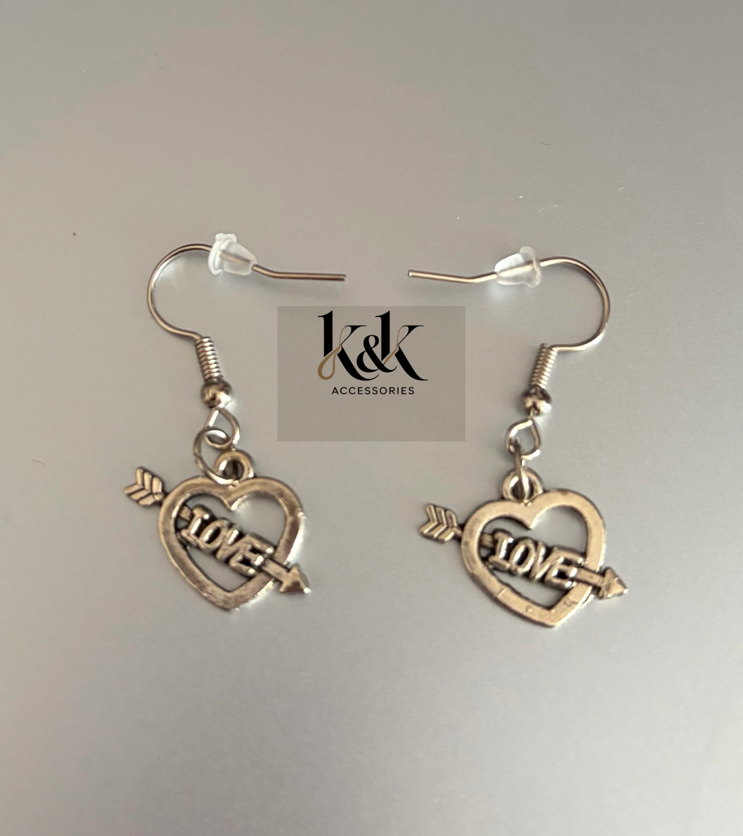 Love heart and arrow earrings